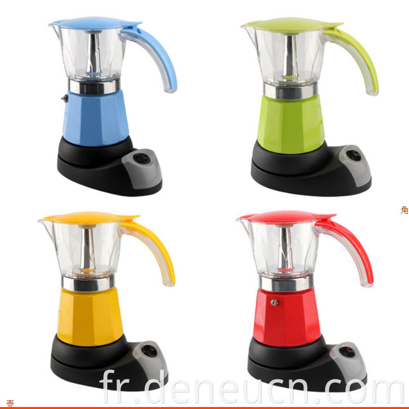 Couleur 6 tasses PC & Aluminium Electric Moka Coffee fabricant